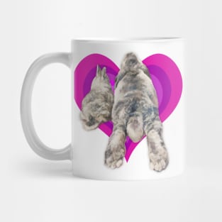 Adorable 'bunny butt' painting on a vibrant heart! Mug